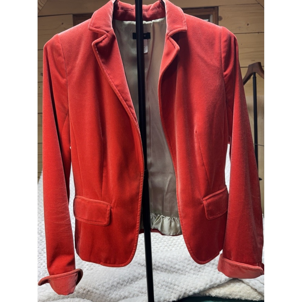 J Crew Velvet Women Cotton Red Holiday Blazer/ Jacket SZ 2 Beautiful Preppy